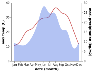 temperature and rainfall during the year in Besskorbnaya