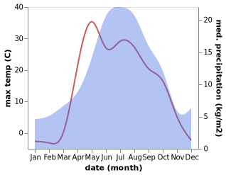 temperature and rainfall during the year in Shumikha