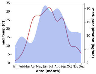 temperature and rainfall during the year in Slantsy