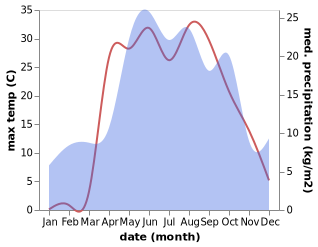 temperature and rainfall during the year in Borinskoye