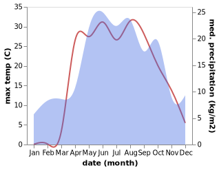 temperature and rainfall during the year in Donskoye