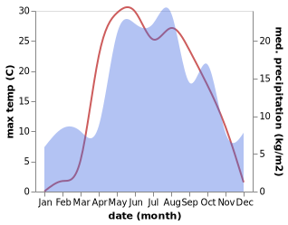 temperature and rainfall during the year in Koz'modem'yansk