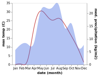 temperature and rainfall during the year in Mochalishche