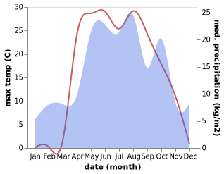 temperature and rainfall during the year in Staroye Terizmorgo