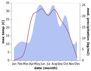 temperature and rainfall during the year in Umet