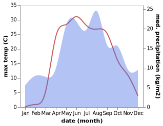 temperature and rainfall during the year in Demikhovo