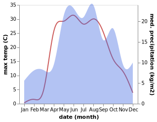 temperature and rainfall during the year in Radovitskiy