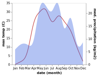 temperature and rainfall during the year in Gremyachevo