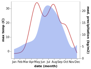 temperature and rainfall during the year in Bol'shoy Oyesh