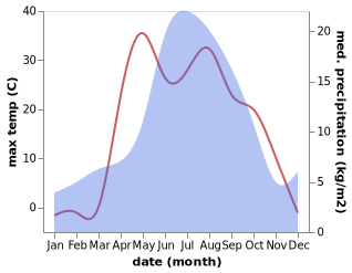 temperature and rainfall during the year in Krivodanovka