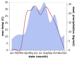 temperature and rainfall during the year in Bashmakovo