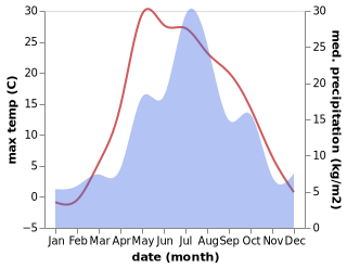 temperature and rainfall during the year in Ferma