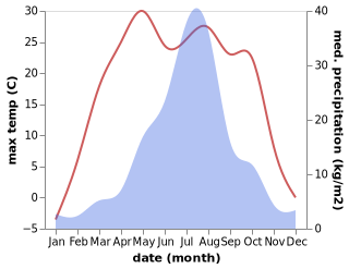 temperature and rainfall during the year in Chernigovka