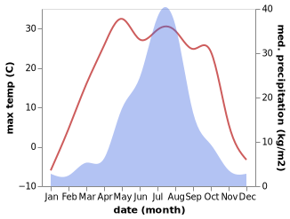 temperature and rainfall during the year in Dal'nerechensk