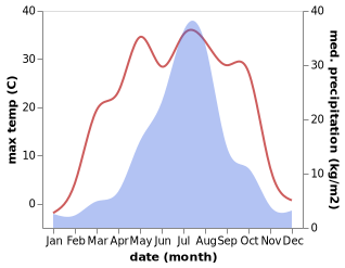 temperature and rainfall during the year in Dostoyevka