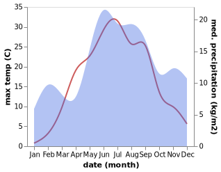 temperature and rainfall during the year in Gdov