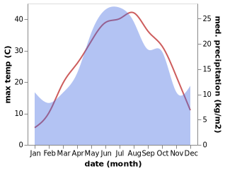 temperature and rainfall during the year in Novyy Yegorlyk