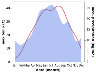 temperature and rainfall during the year in Zimovniki