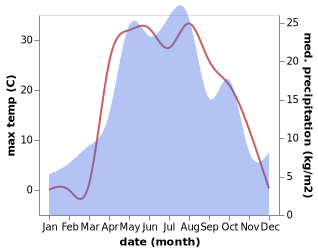 temperature and rainfall during the year in Bezenchuk