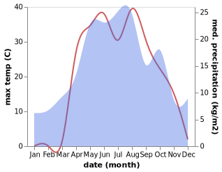 temperature and rainfall during the year in Krasnyy Kut