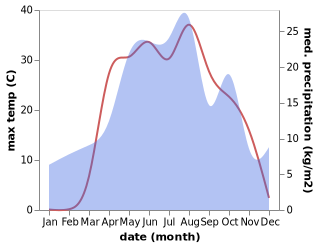 temperature and rainfall during the year in Samoylovka