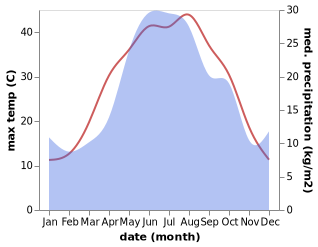 temperature and rainfall during the year in Irgakly