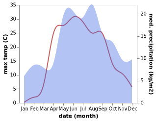 temperature and rainfall during the year in Likhoslavl'