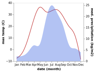 temperature and rainfall during the year in Shagonar