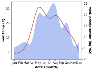 temperature and rainfall during the year in Pirogovo