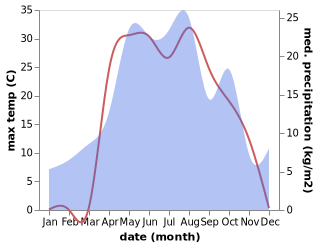 temperature and rainfall during the year in Novospasskoye