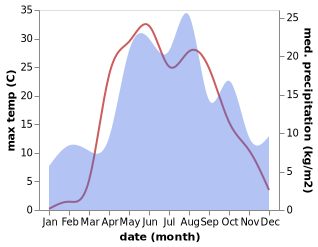 temperature and rainfall during the year in Bogolyubovo