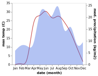 temperature and rainfall during the year in Krasnaya Gorbatka