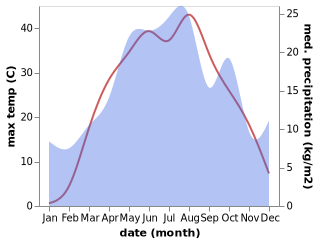 temperature and rainfall during the year in Kalach-na-Donu