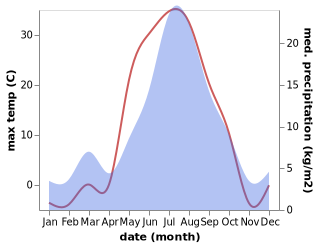 temperature and rainfall during the year in Noyabr'sk