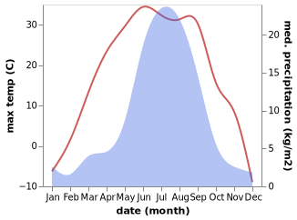 temperature and rainfall during the year in Bol'shaya Tura