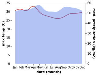 temperature and rainfall during the year in Santo Antonio