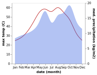 temperature and rainfall during the year in Al Qurayyat