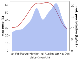 temperature and rainfall during the year in Tubarjal