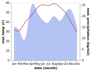 temperature and rainfall during the year in Al Battaliyah