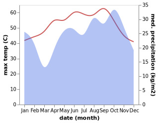 temperature and rainfall during the year in Rabigh