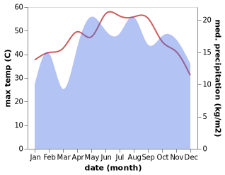 temperature and rainfall during the year in Taif