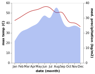 temperature and rainfall during the year in Abha