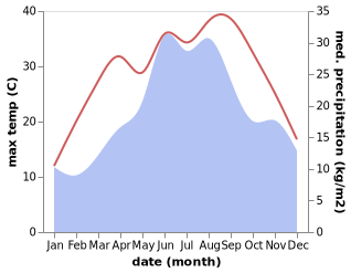 temperature and rainfall during the year in Backi Petrovac