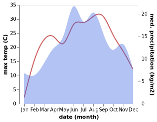 temperature and rainfall during the year in Bosilegrad