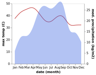 temperature and rainfall during the year in Erigavo