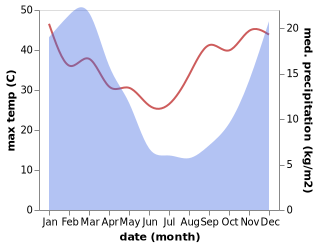 temperature and rainfall during the year in Cala