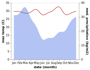 temperature and rainfall during the year in East London