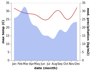 temperature and rainfall during the year in Port Elizabeth