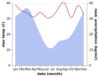 temperature and rainfall during the year in Port Saint John's