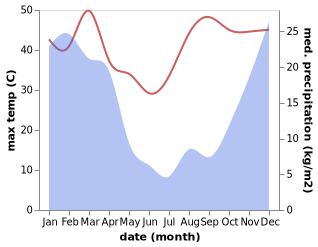 temperature and rainfall during the year in Deneysville